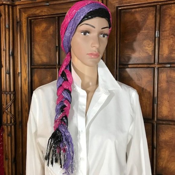 (Set of 3) Pop Metallic Stripe Stretch Fringe Scarves - Picture 3 of 10